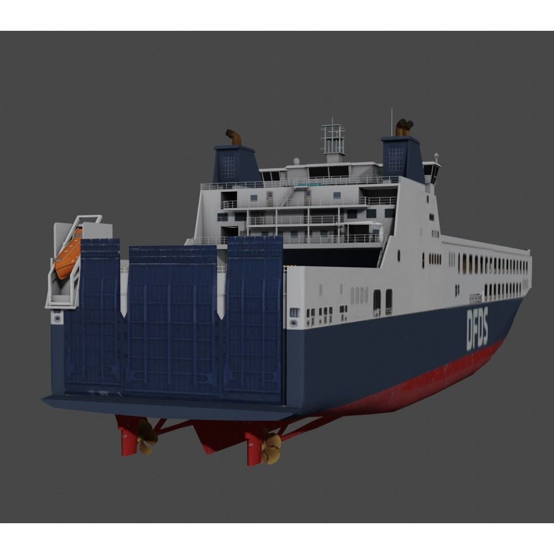 DFDS Ro-Ro Cargo Ship 3D Model – Low Poly Industrial Vessel, FBX - View 10