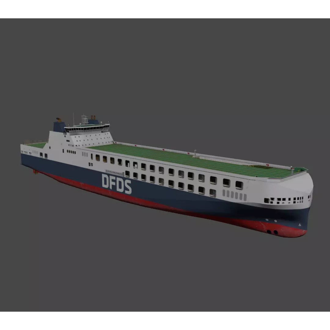 DFDS Ro-Ro Cargo Ship 3D Model – Low Poly Industrial Vessel, FBX - View 2