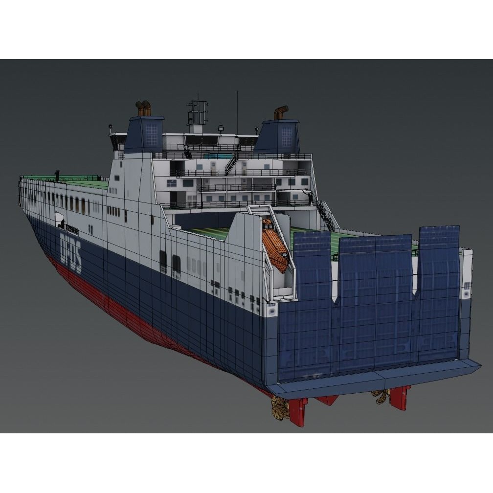 DFDS Ro-Ro Cargo Ship 3D Model – Low Poly Industrial Vessel, FBX - View 5