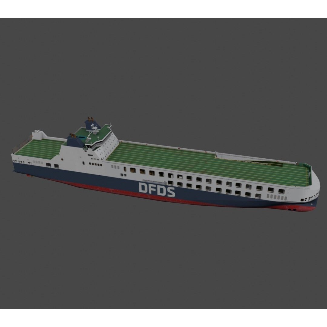 DFDS Ro-Ro Cargo Ship 3D Model – Low Poly Industrial Vessel, FBX - View 6