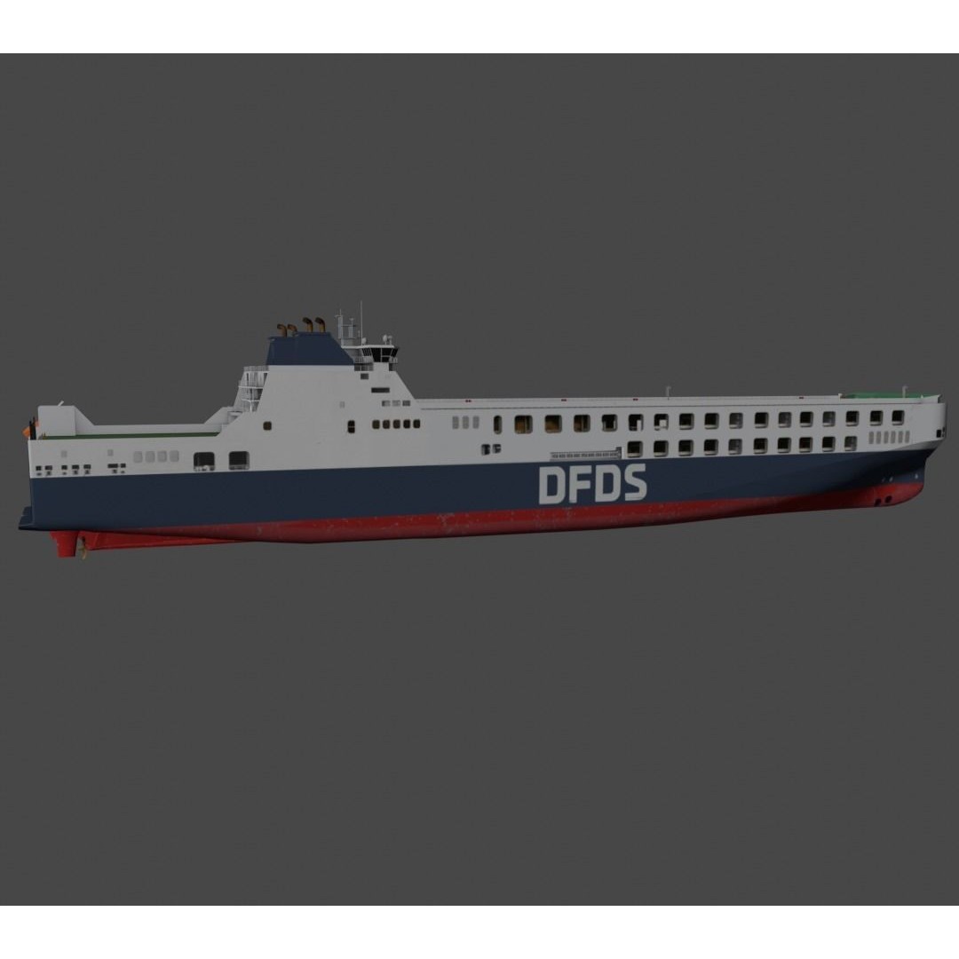 DFDS Ro-Ro Cargo Ship 3D Model – Low Poly Industrial Vessel, FBX - View 9