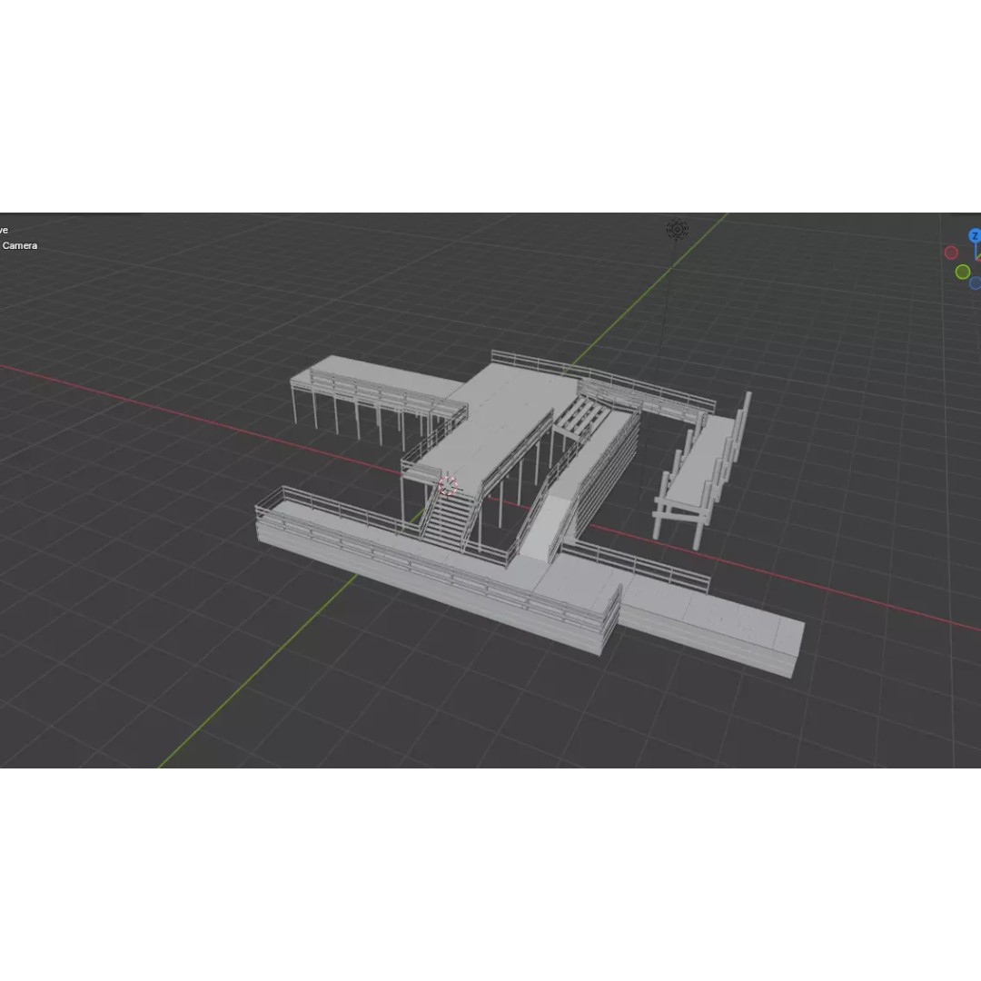 Modular Wood Walkway 3D Model – Game-Ready PBR Asset, FBX & OBJ