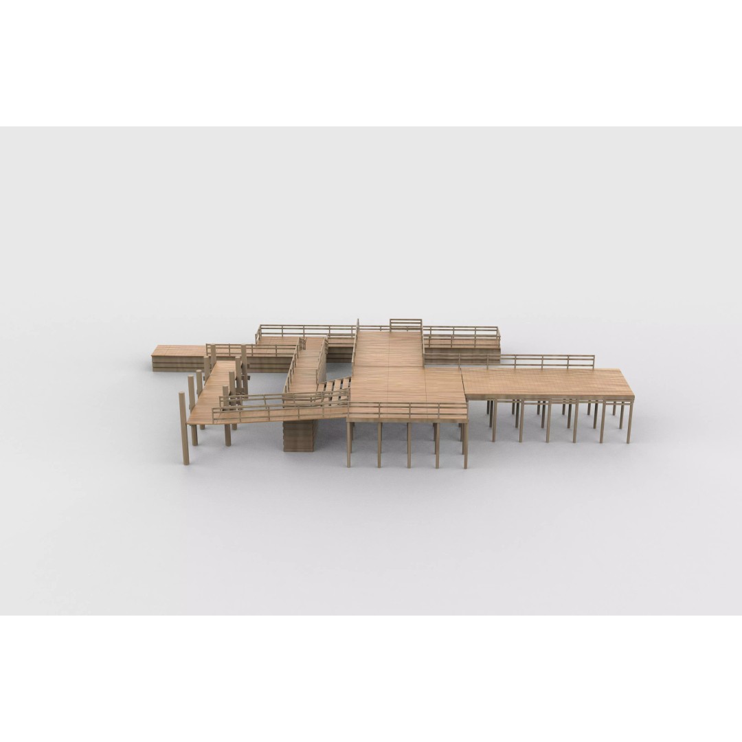 Modular Wood Walkway 3D Model – Game-Ready PBR Asset, FBX & OBJ - View 10