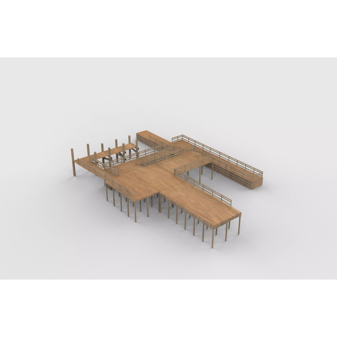 Modular Wood Walkway 3D Model – Game-Ready PBR Asset, FBX & OBJ - View 11