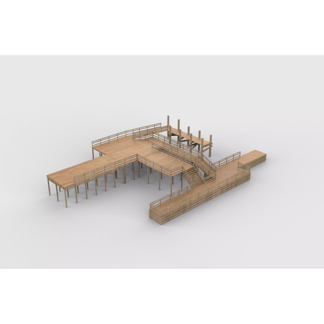 Modular Wood Walkway 3D Model – Game-Ready PBR Asset, FBX & OBJ - View 13