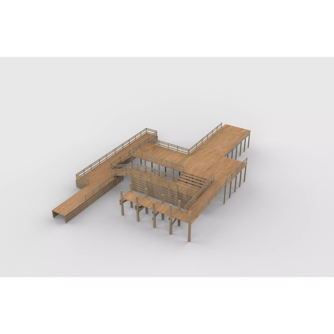 Modular Wood Walkway 3D Model – Game-Ready PBR Asset, FBX & OBJ - View 14