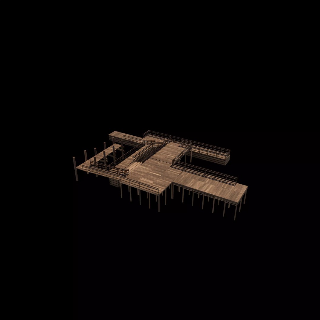 Modular Wood Walkway 3D Model – Game-Ready PBR Asset, FBX & OBJ - View 4