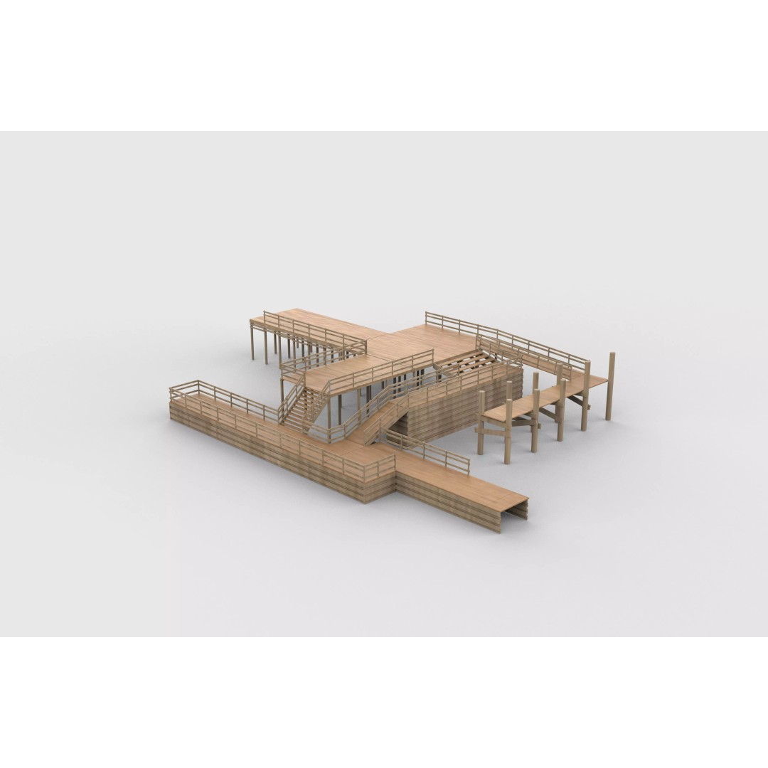 Modular Wood Walkway 3D Model – Game-Ready PBR Asset, FBX & OBJ - View 5