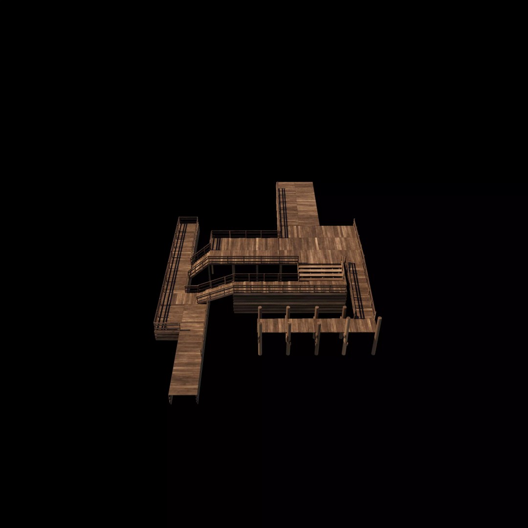Modular Wood Walkway 3D Model – Game-Ready PBR Asset, FBX & OBJ - View 6