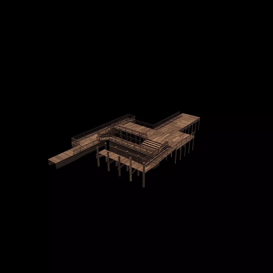 Modular Wood Walkway 3D Model – Game-Ready PBR Asset, FBX & OBJ - View 7