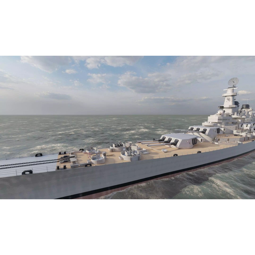 USS New Jersey Battleship 3D Model – Detailed WW2 Military Watercraft, Lumion Ready - View 10