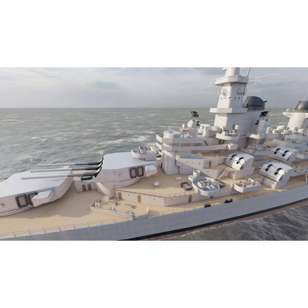USS New Jersey Battleship 3D Model – Detailed WW2 Military Watercraft, Lumion Ready - View 12
