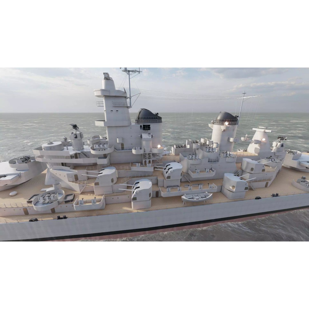 USS New Jersey Battleship 3D Model – Detailed WW2 Military Watercraft, Lumion Ready - View 13