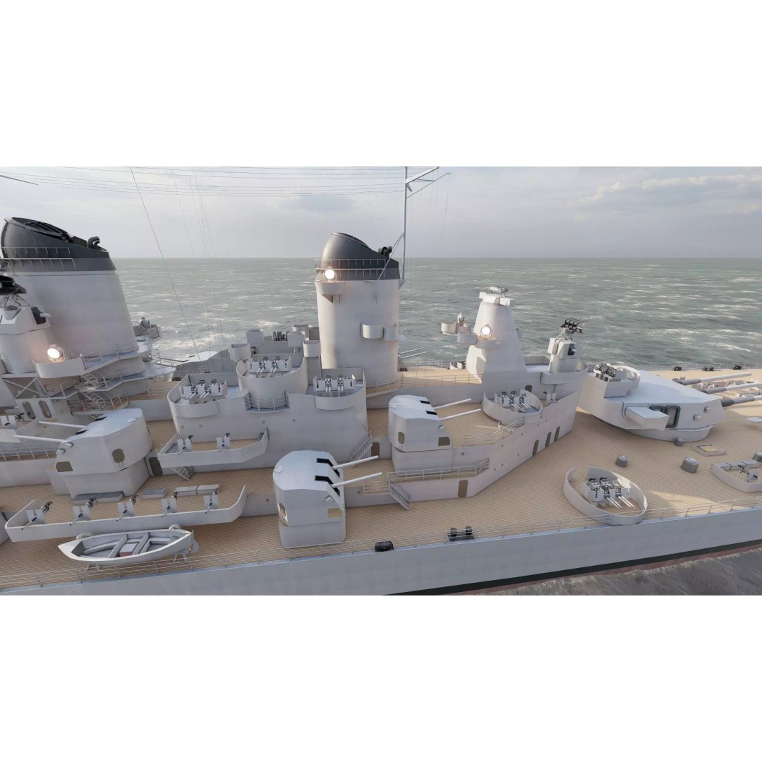 USS New Jersey Battleship 3D Model – Detailed WW2 Military Watercraft, Lumion Ready - View 14