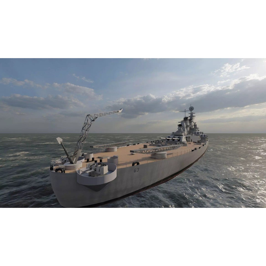 USS New Jersey Battleship 3D Model – Detailed WW2 Military Watercraft, Lumion Ready - View 17