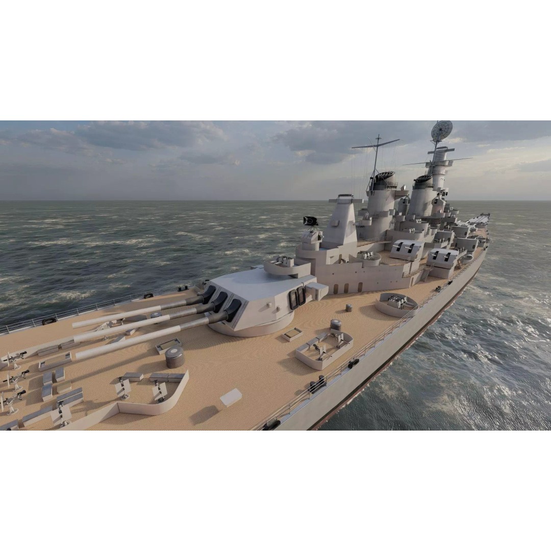 USS New Jersey Battleship 3D Model – Detailed WW2 Military Watercraft, Lumion Ready - View 18