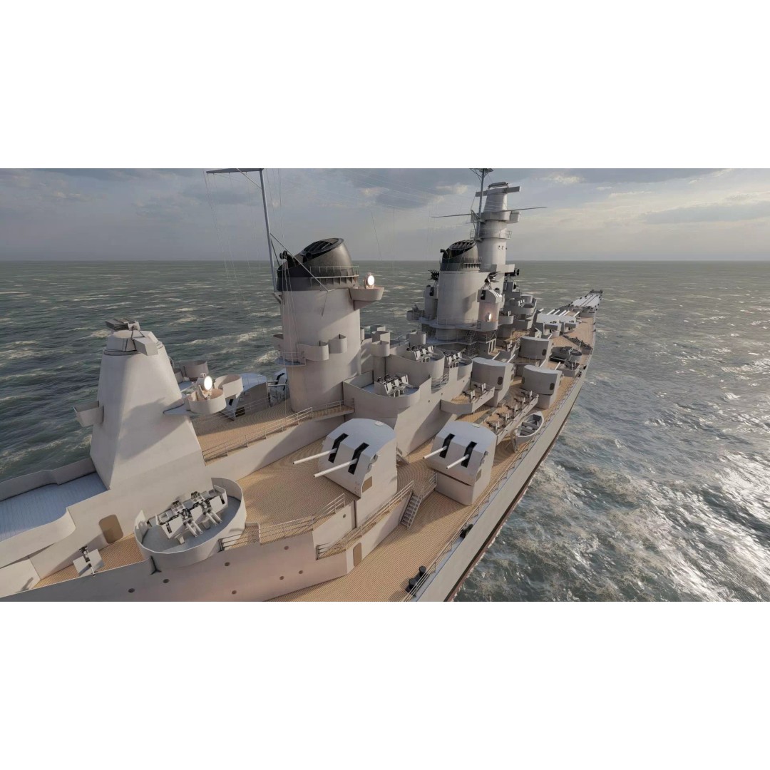 USS New Jersey Battleship 3D Model – Detailed WW2 Military Watercraft, Lumion Ready - View 19