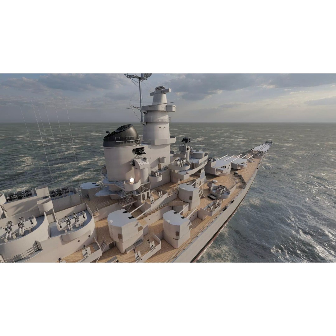 USS New Jersey Battleship 3D Model – Detailed WW2 Military Watercraft, Lumion Ready - View 20