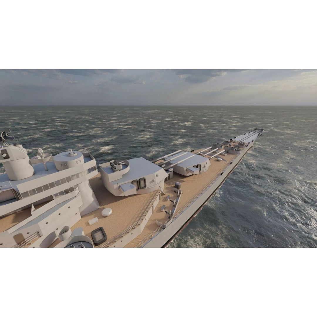 USS New Jersey Battleship 3D Model – Detailed WW2 Military Watercraft, Lumion Ready - View 21