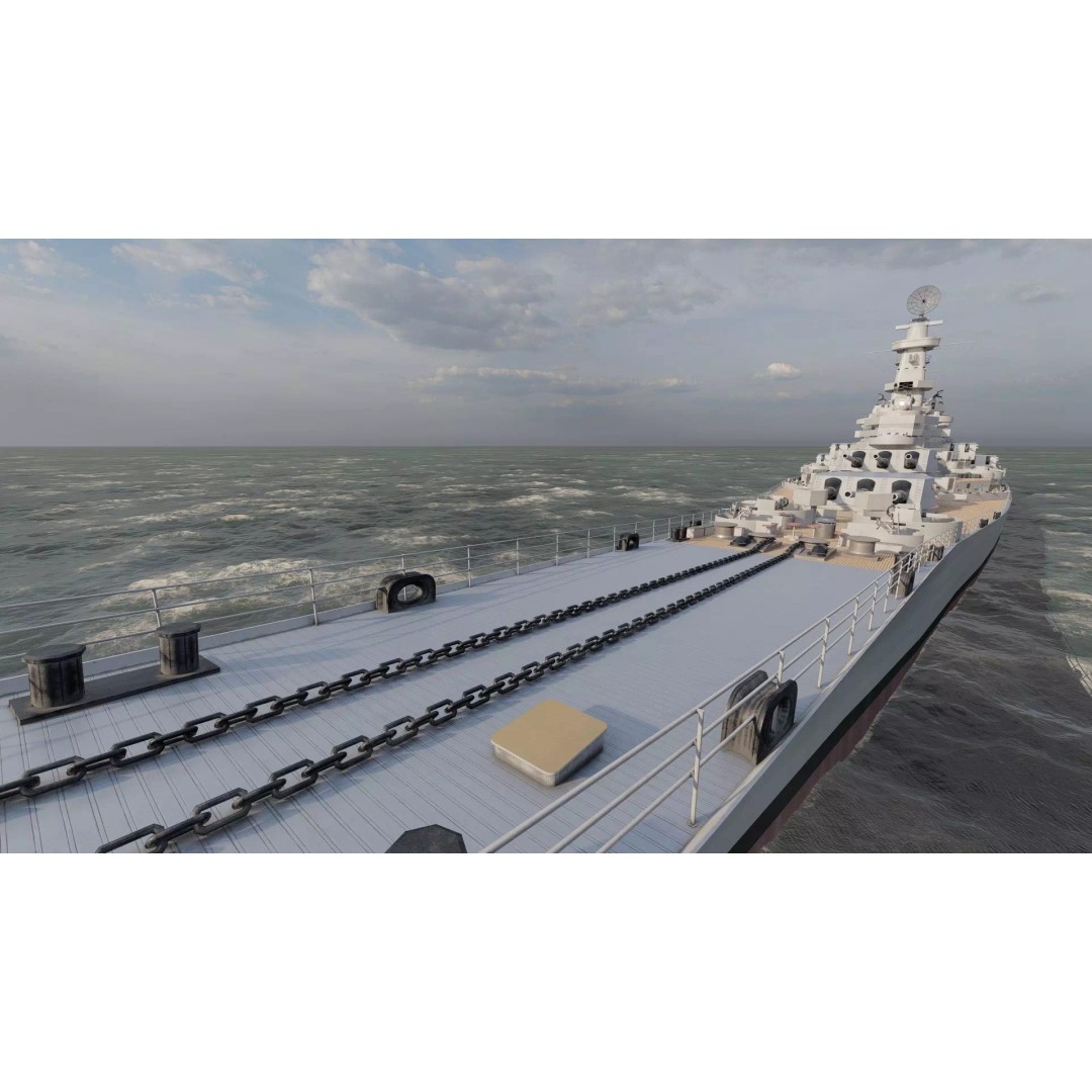 USS New Jersey Battleship 3D Model – Detailed WW2 Military Watercraft, Lumion Ready - View 23