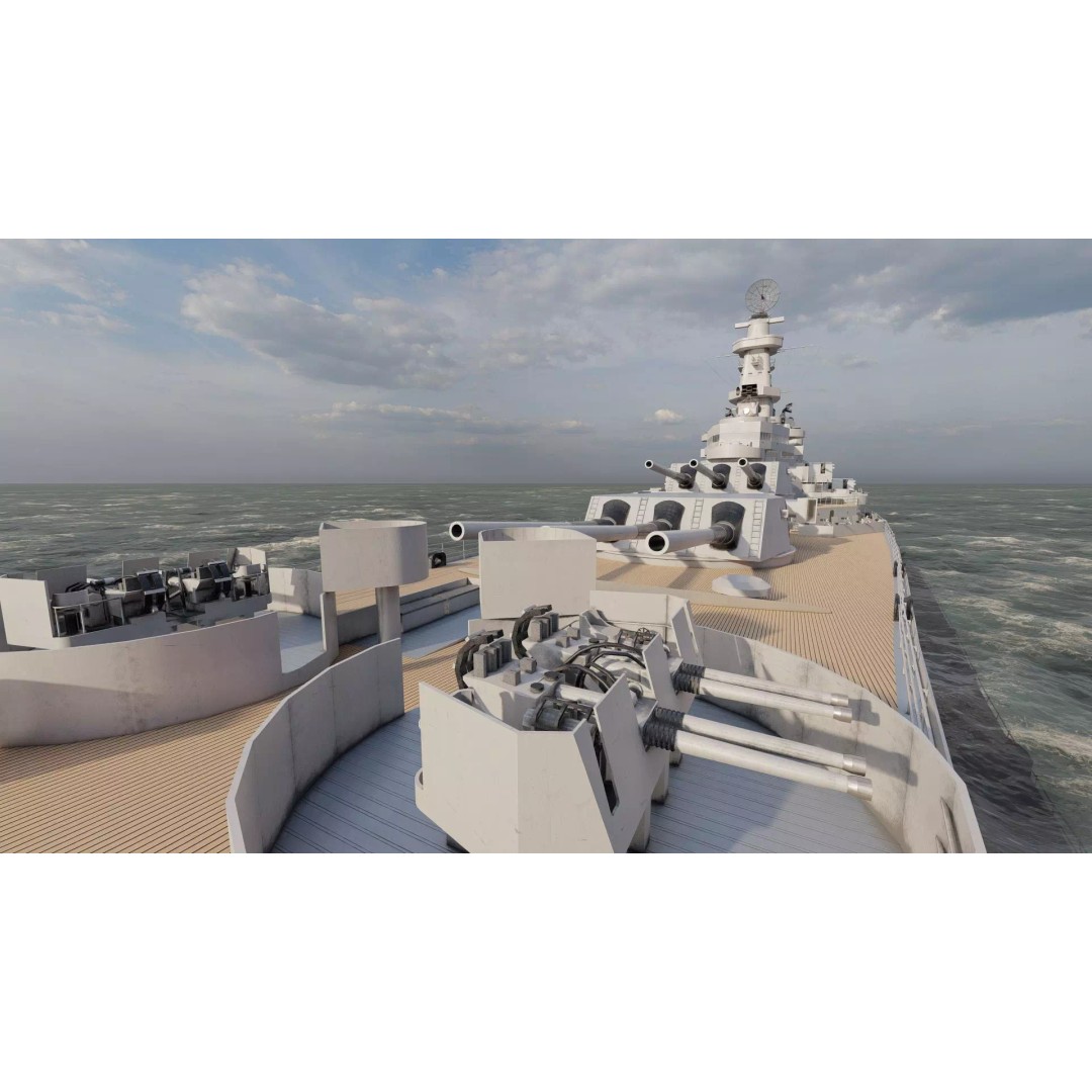 USS New Jersey Battleship 3D Model – Detailed WW2 Military Watercraft, Lumion Ready - View 26