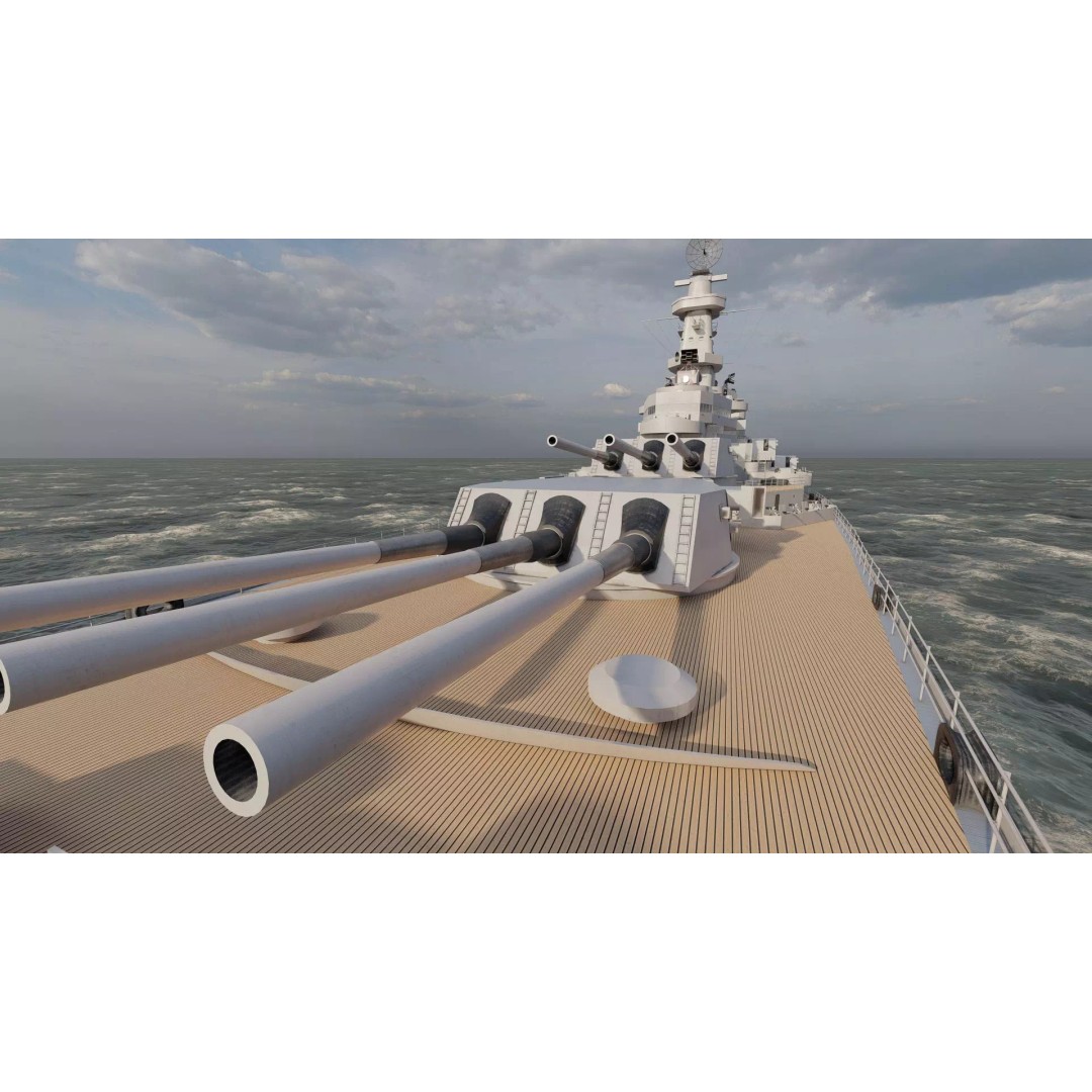 USS New Jersey Battleship 3D Model – Detailed WW2 Military Watercraft, Lumion Ready - View 27