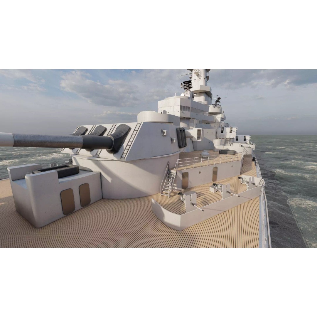 USS New Jersey Battleship 3D Model – Detailed WW2 Military Watercraft, Lumion Ready - View 28