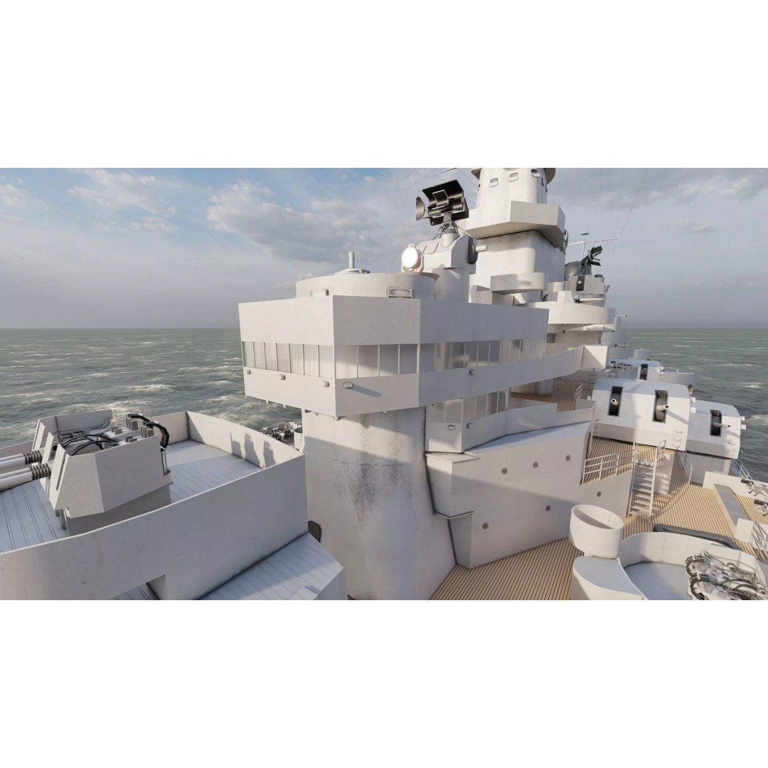 USS New Jersey Battleship 3D Model – Detailed WW2 Military Watercraft, Lumion Ready - View 31