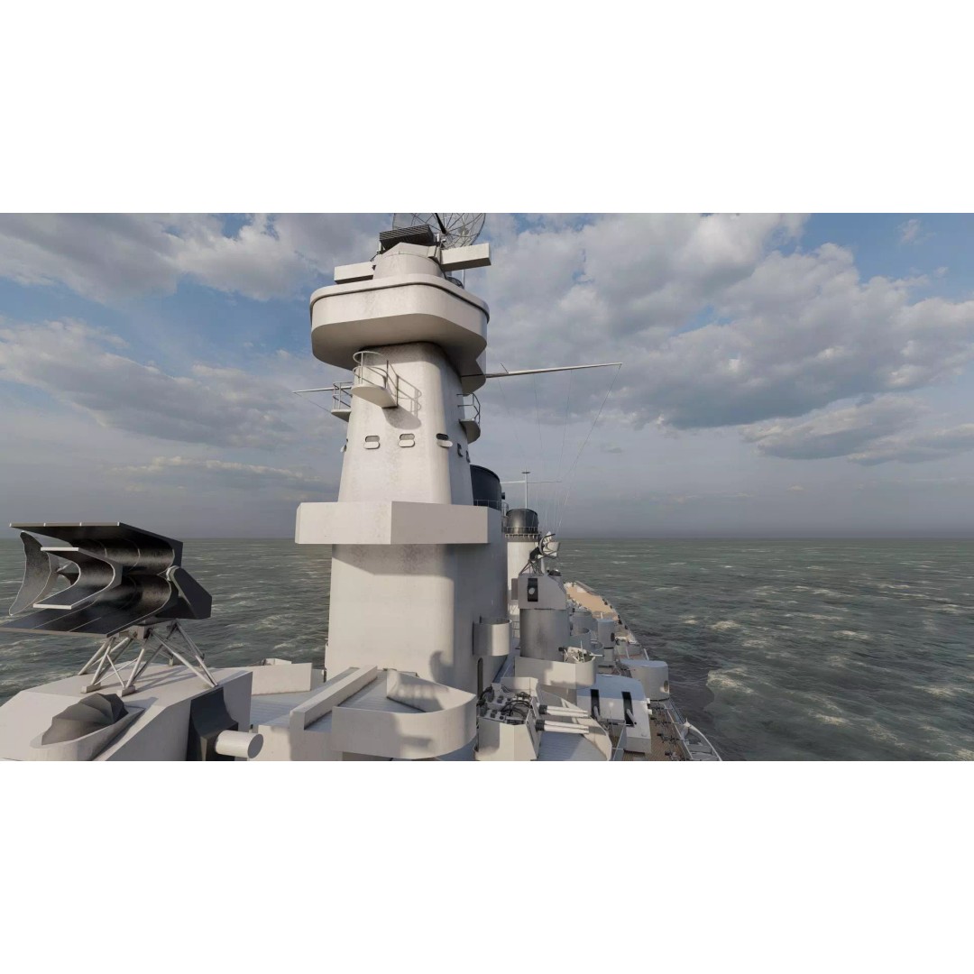 USS New Jersey Battleship 3D Model – Detailed WW2 Military Watercraft, Lumion Ready - View 32