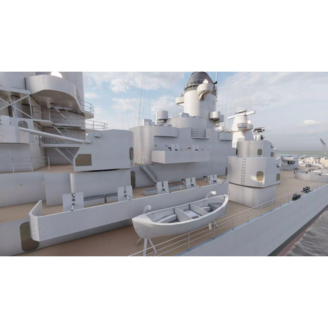 USS New Jersey Battleship 3D Model – Detailed WW2 Military Watercraft, Lumion Ready - View 34