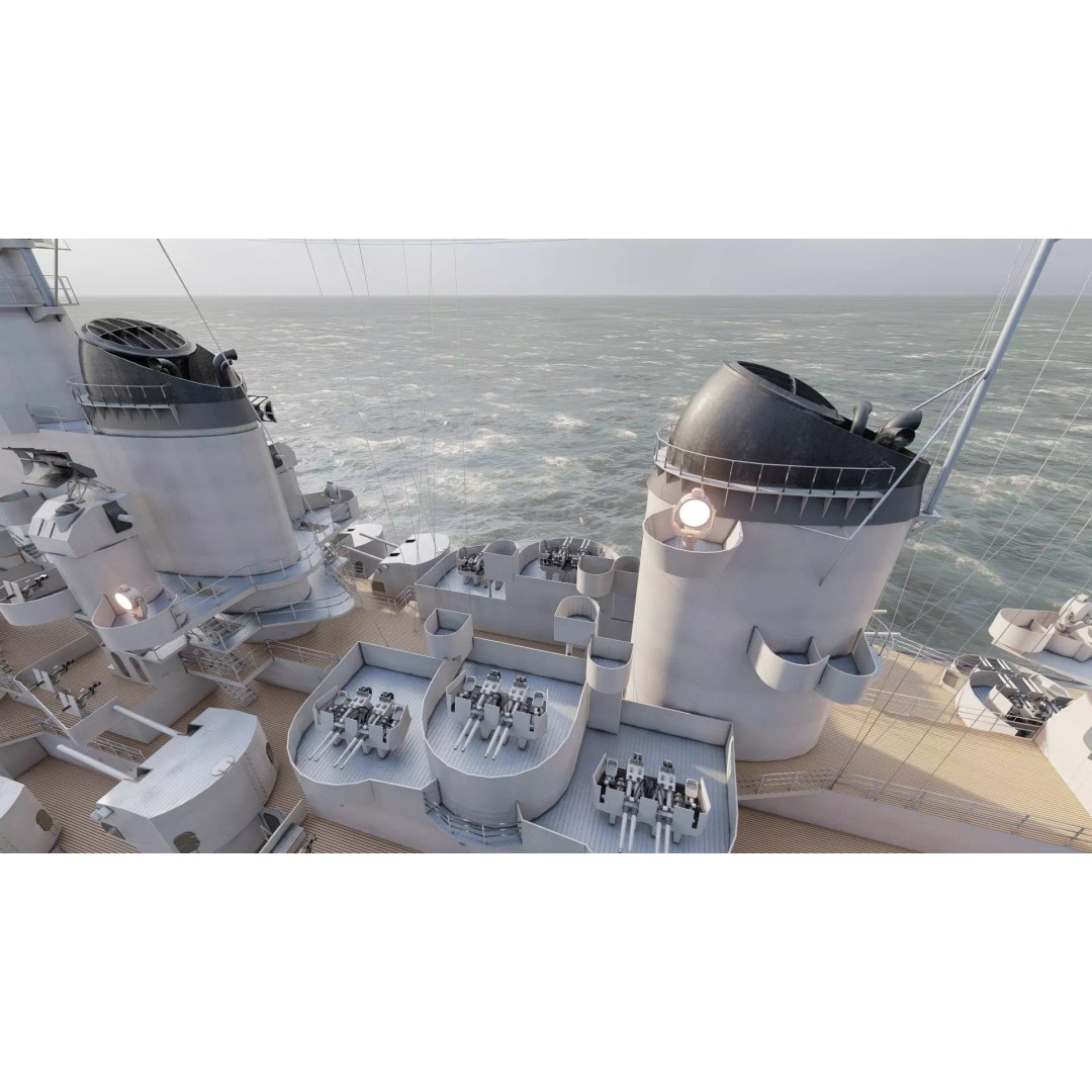 USS New Jersey Battleship 3D Model – Detailed WW2 Military Watercraft, Lumion Ready - View 35