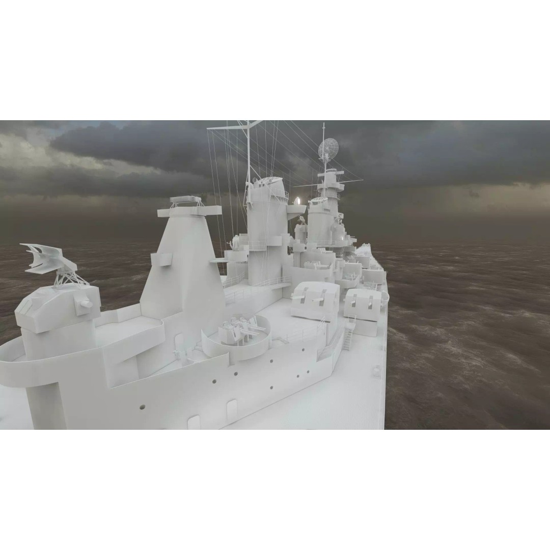 USS New Jersey Battleship 3D Model – Detailed WW2 Military Watercraft, Lumion Ready - View 44