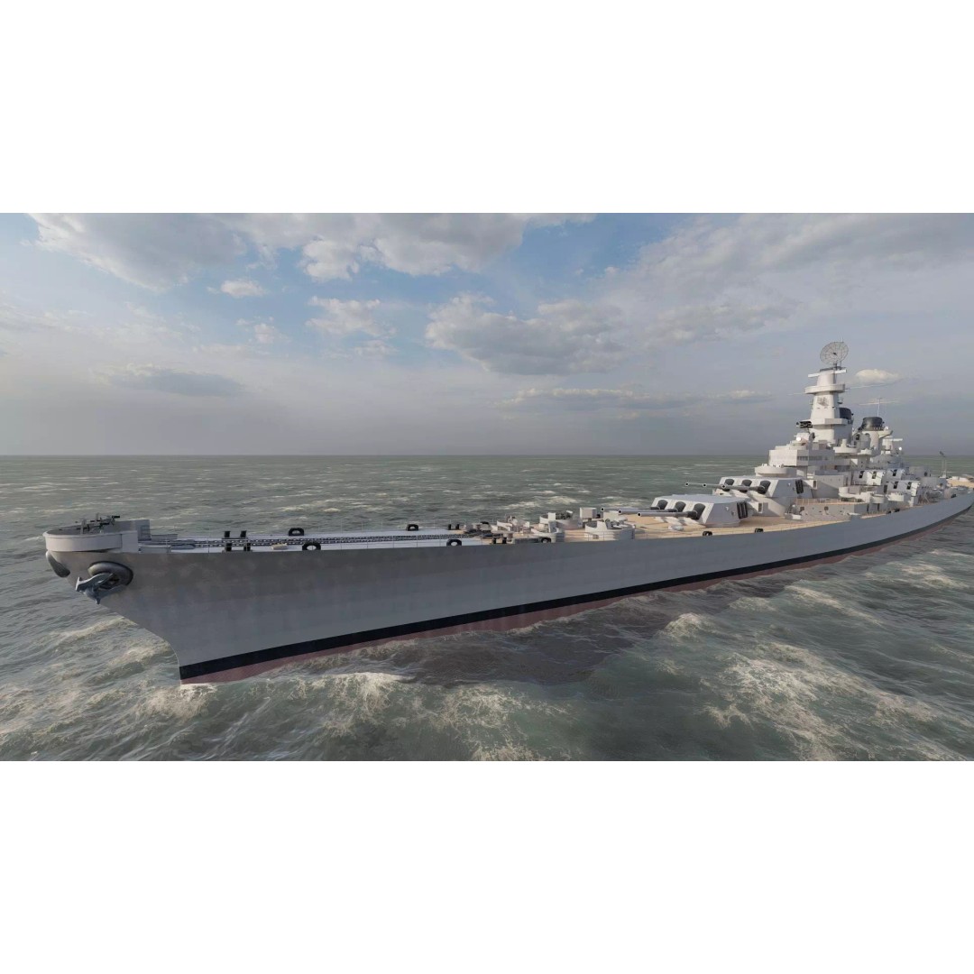 USS New Jersey Battleship 3D Model – Detailed WW2 Military Watercraft, Lumion Ready - View 9