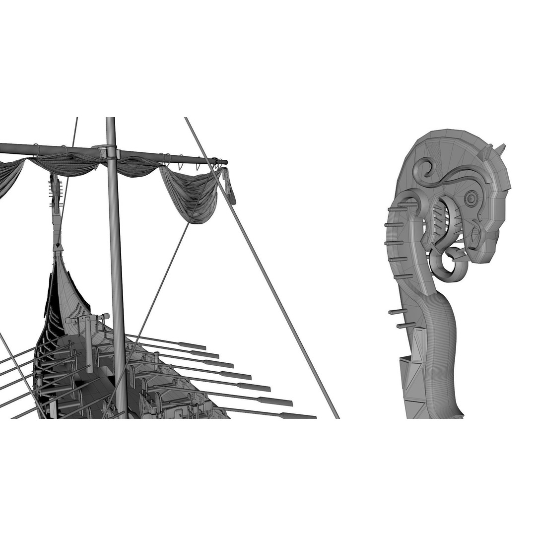 Viking Ship 3D Model – Low Poly Game Ready Watercraft, OBJ