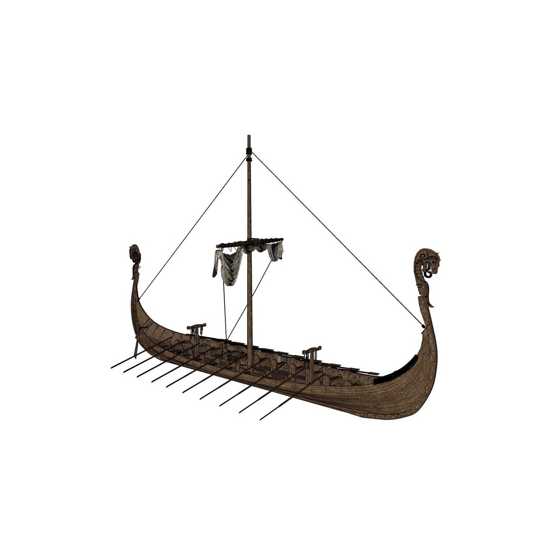 Viking Ship 3D Model – Low Poly Game Ready Watercraft, OBJ - View 11