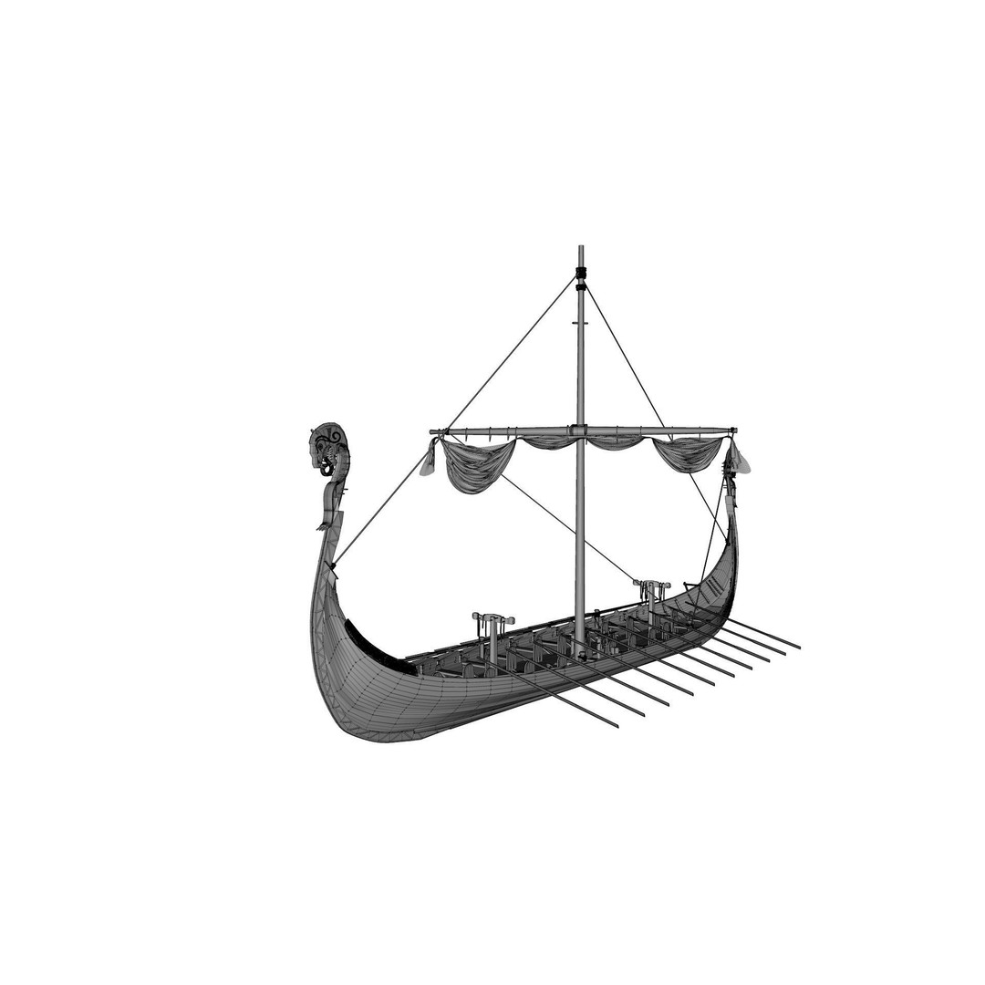 Viking Ship 3D Model – Low Poly Game Ready Watercraft, OBJ - View 12