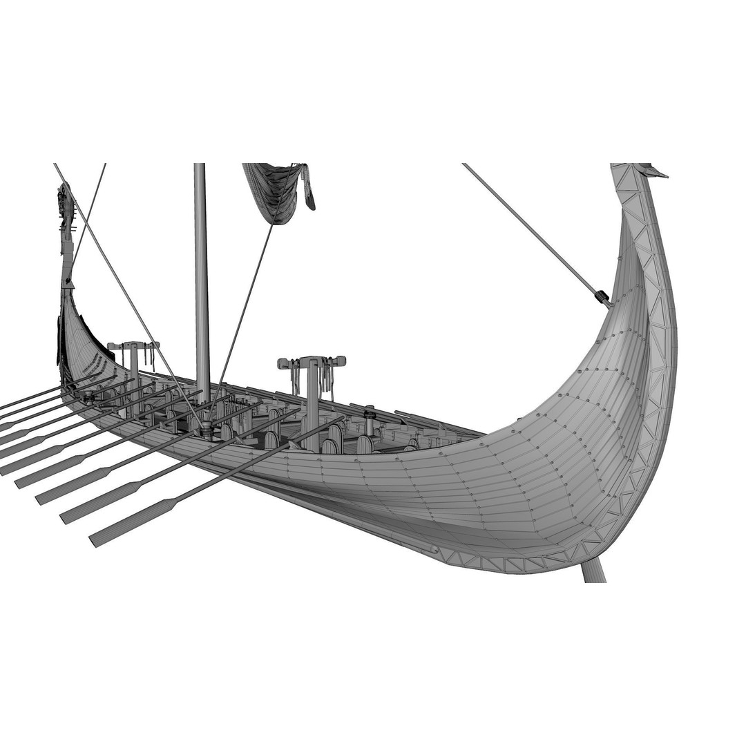 Viking Ship 3D Model – Low Poly Game Ready Watercraft, OBJ - View 13