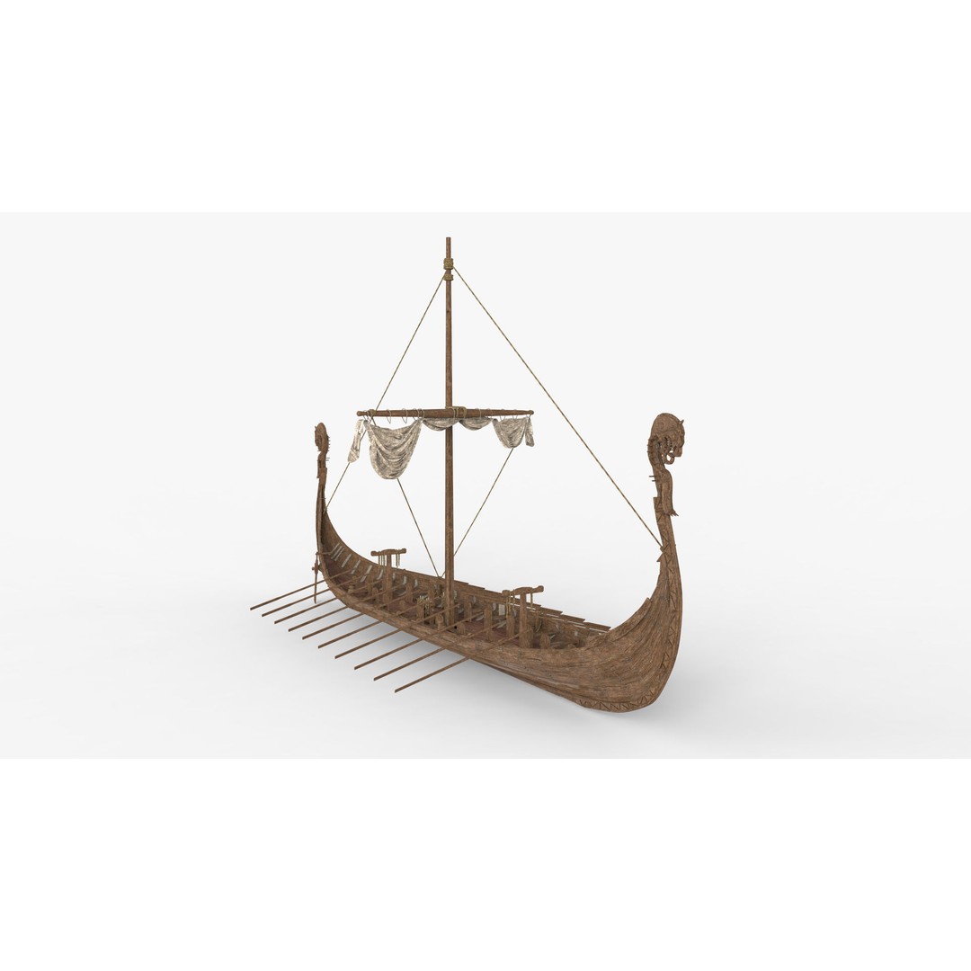 Viking Ship 3D Model – Low Poly Game Ready Watercraft, OBJ - View 15