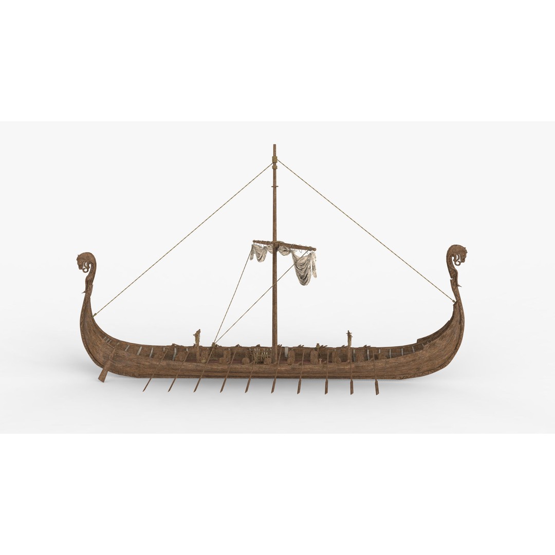 Viking Ship 3D Model – Low Poly Game Ready Watercraft, OBJ - View 16