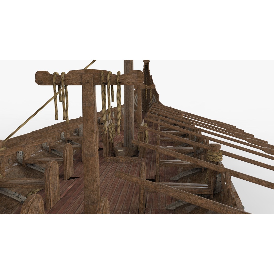 Viking Ship 3D Model – Low Poly Game Ready Watercraft, OBJ - View 23