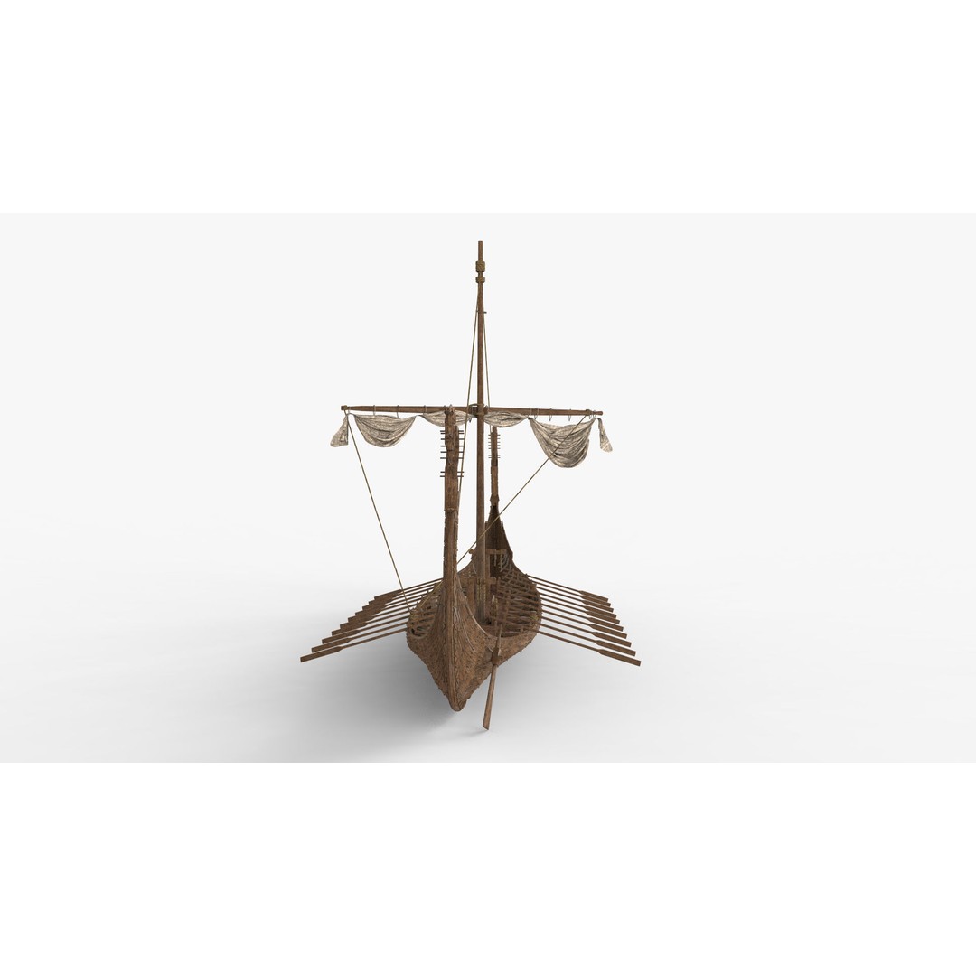 Viking Ship 3D Model – Low Poly Game Ready Watercraft, OBJ - View 5