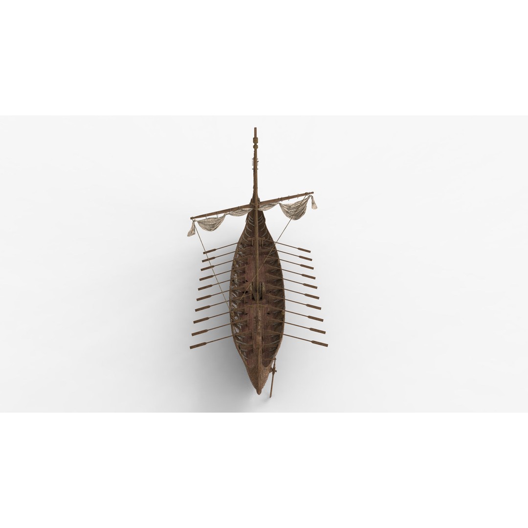 Viking Ship 3D Model – Low Poly Game Ready Watercraft, OBJ - View 6