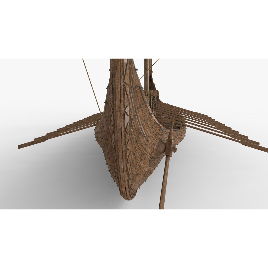 Viking Ship 3D Model – Low Poly Game Ready Watercraft, OBJ - View 9