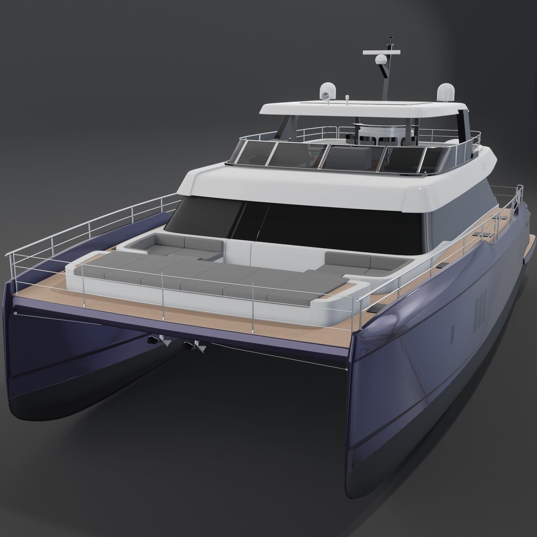80 Power Catamaran 3D Model – PBR Yacht with Textures, FBX - View 5