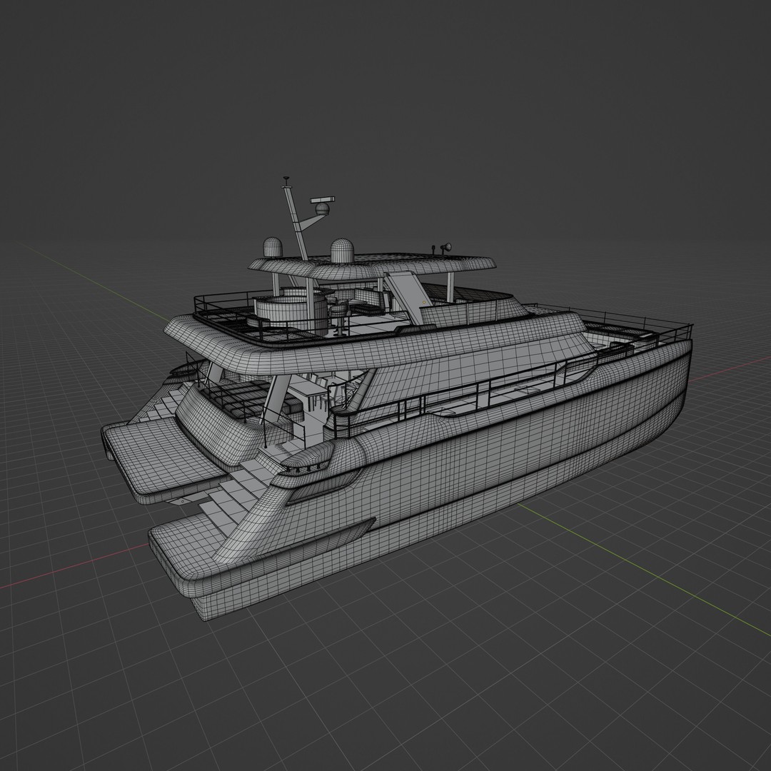 80 Power Catamaran 3D Model – PBR Yacht with Textures, FBX - View 6