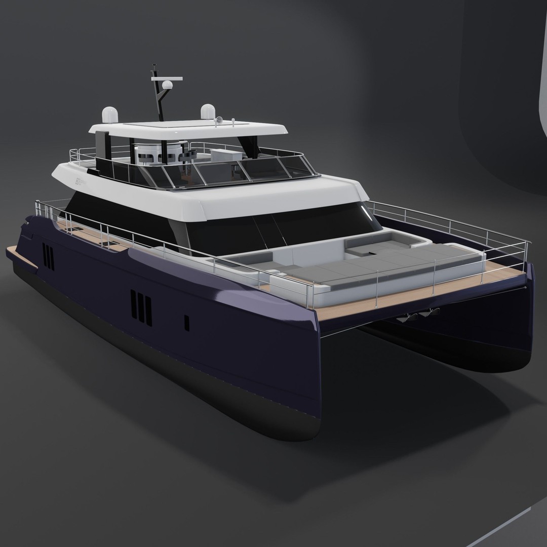 80 Power Catamaran 3D Model – PBR Yacht with Textures, FBX - View 7