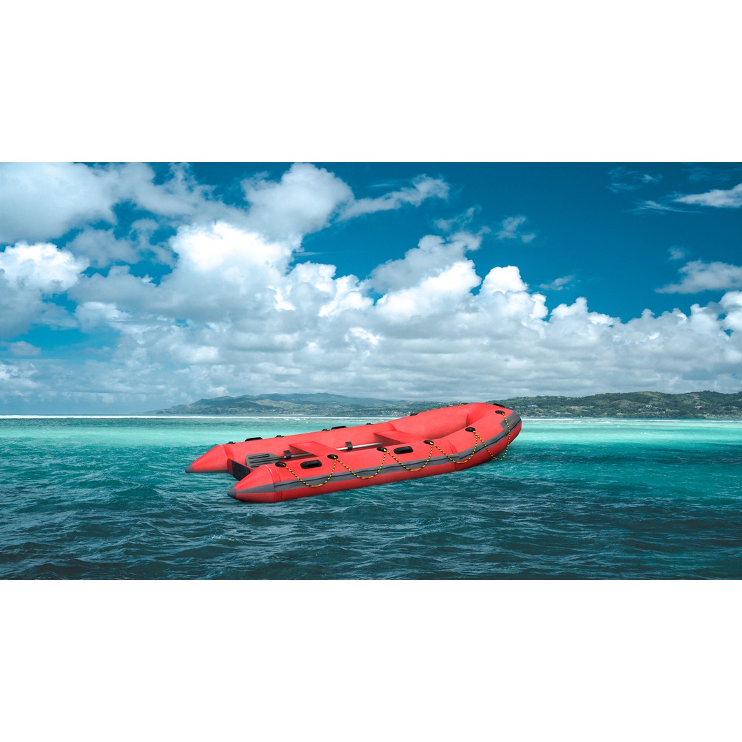 Inflatable Lifeboat 3D Model – High Poly PBR Asset, FBX, OBJ - View 3
