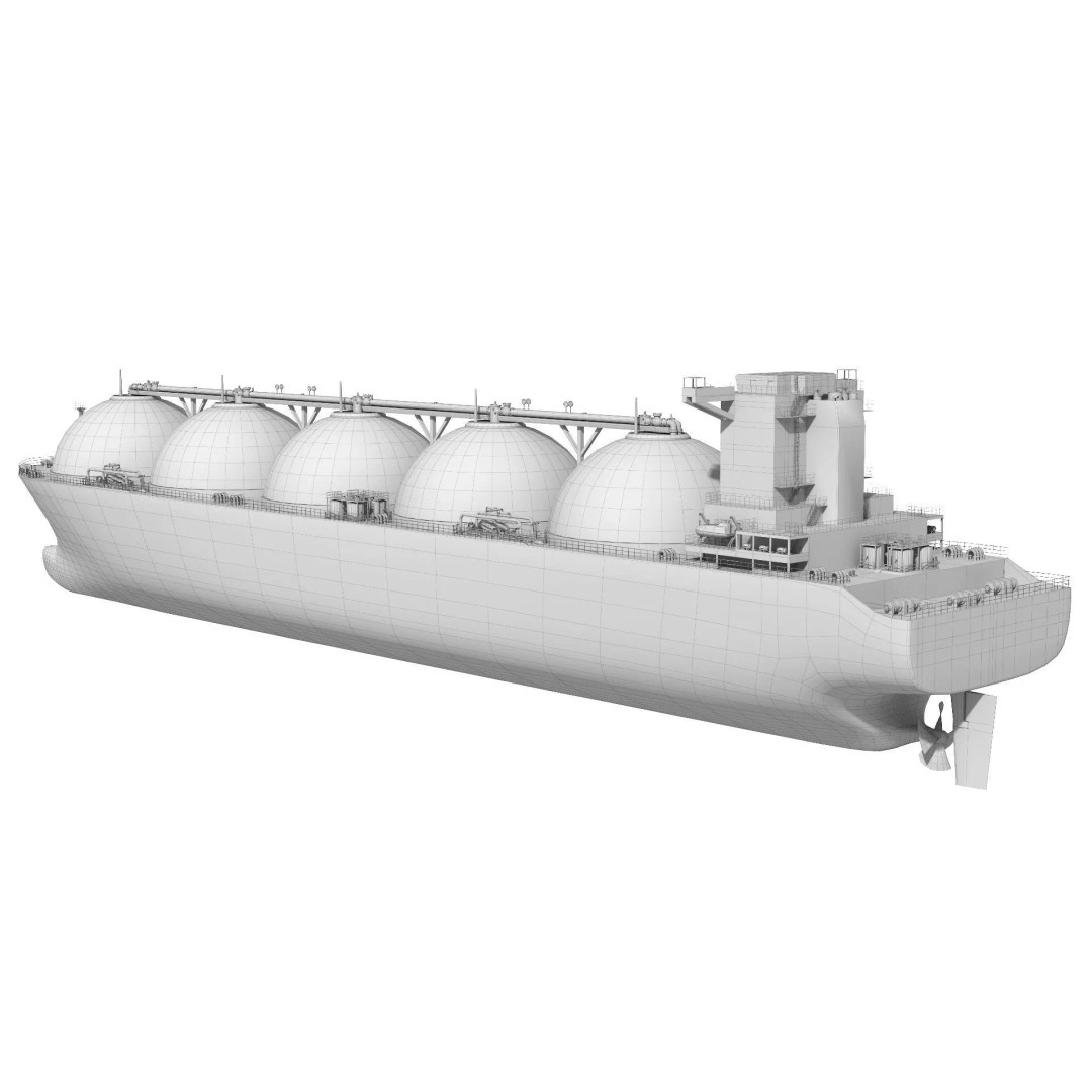 LNG Tanker 3D Model – Low Poly Cargo Ship, FBX, Game Ready
