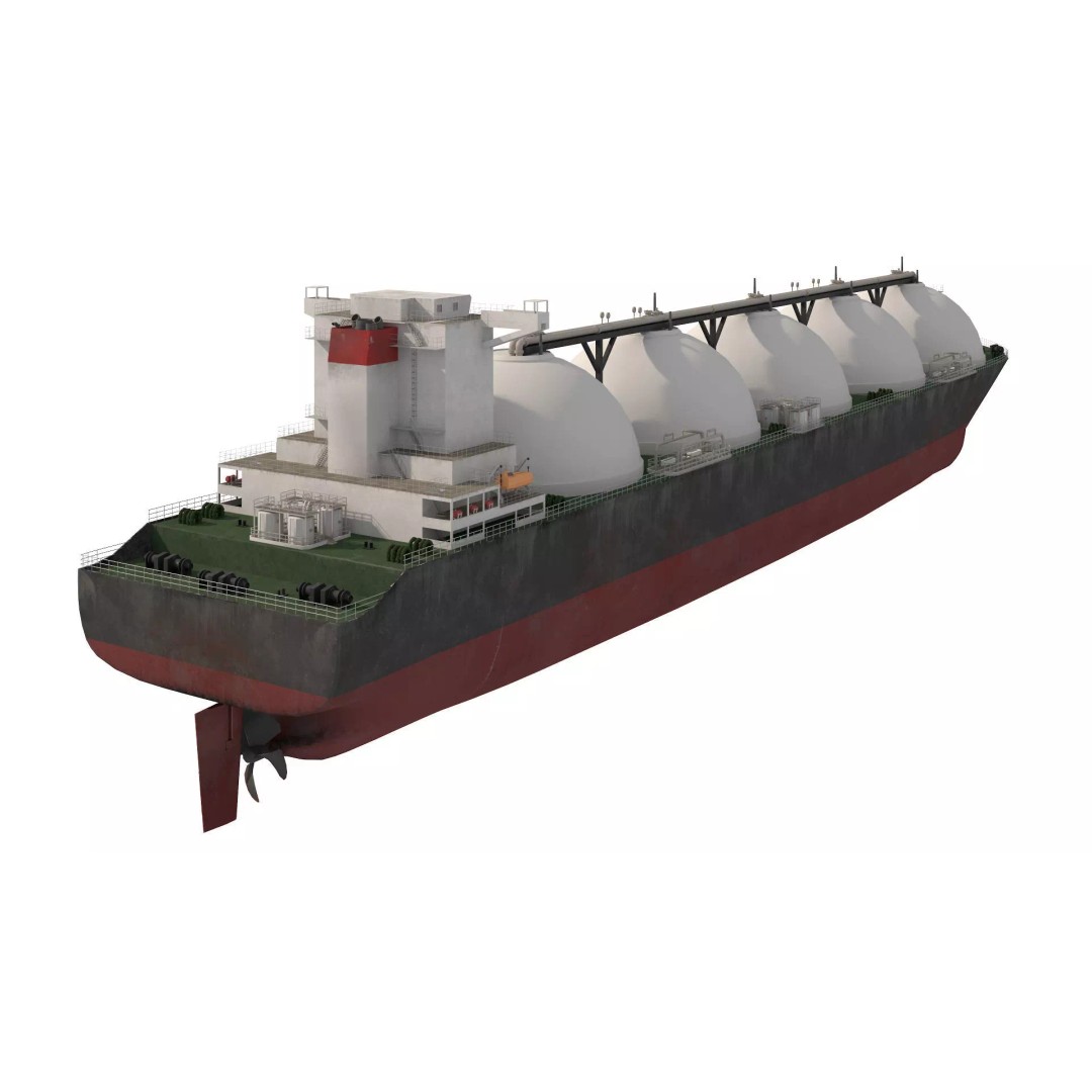 LNG Tanker 3D Model – Low Poly Cargo Ship, FBX, Game Ready - View 10
