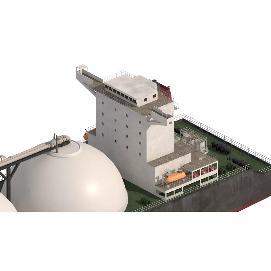 LNG Tanker 3D Model – Low Poly Cargo Ship, FBX, Game Ready - View 11